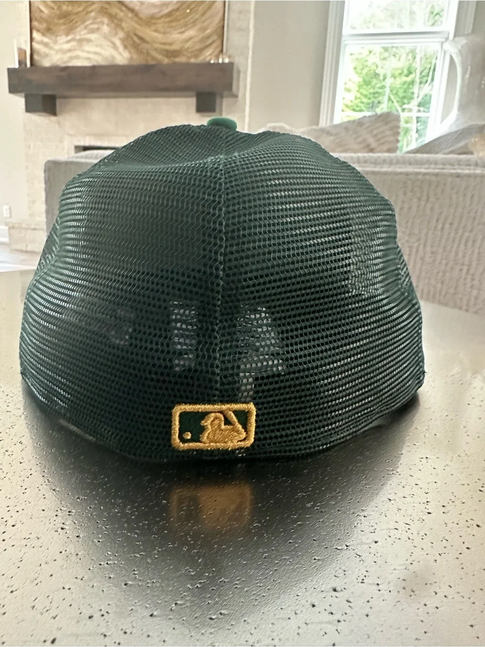 New Era Green Green Cleveland Guardians Flat Hat with Gold 'C’